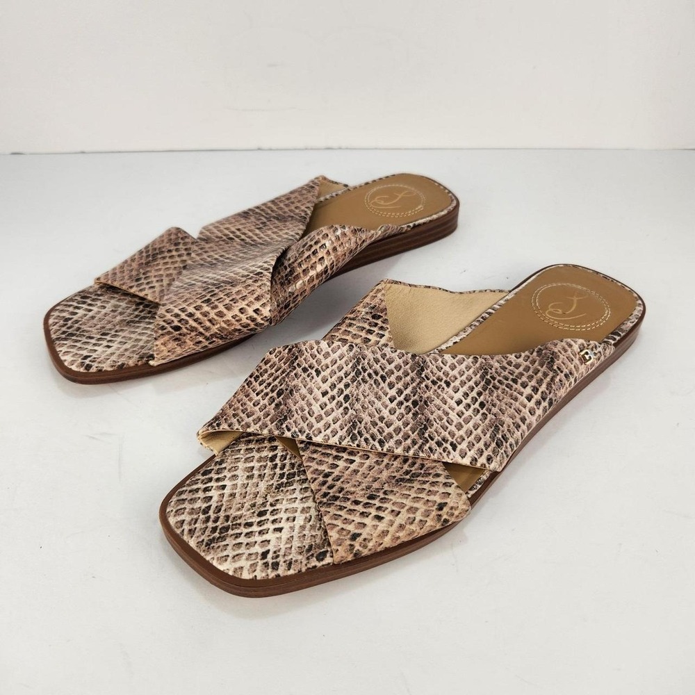 Sam Edelman Women's Size 9 Snakeskin Print Criss Cross Slide Sandals Square Toe